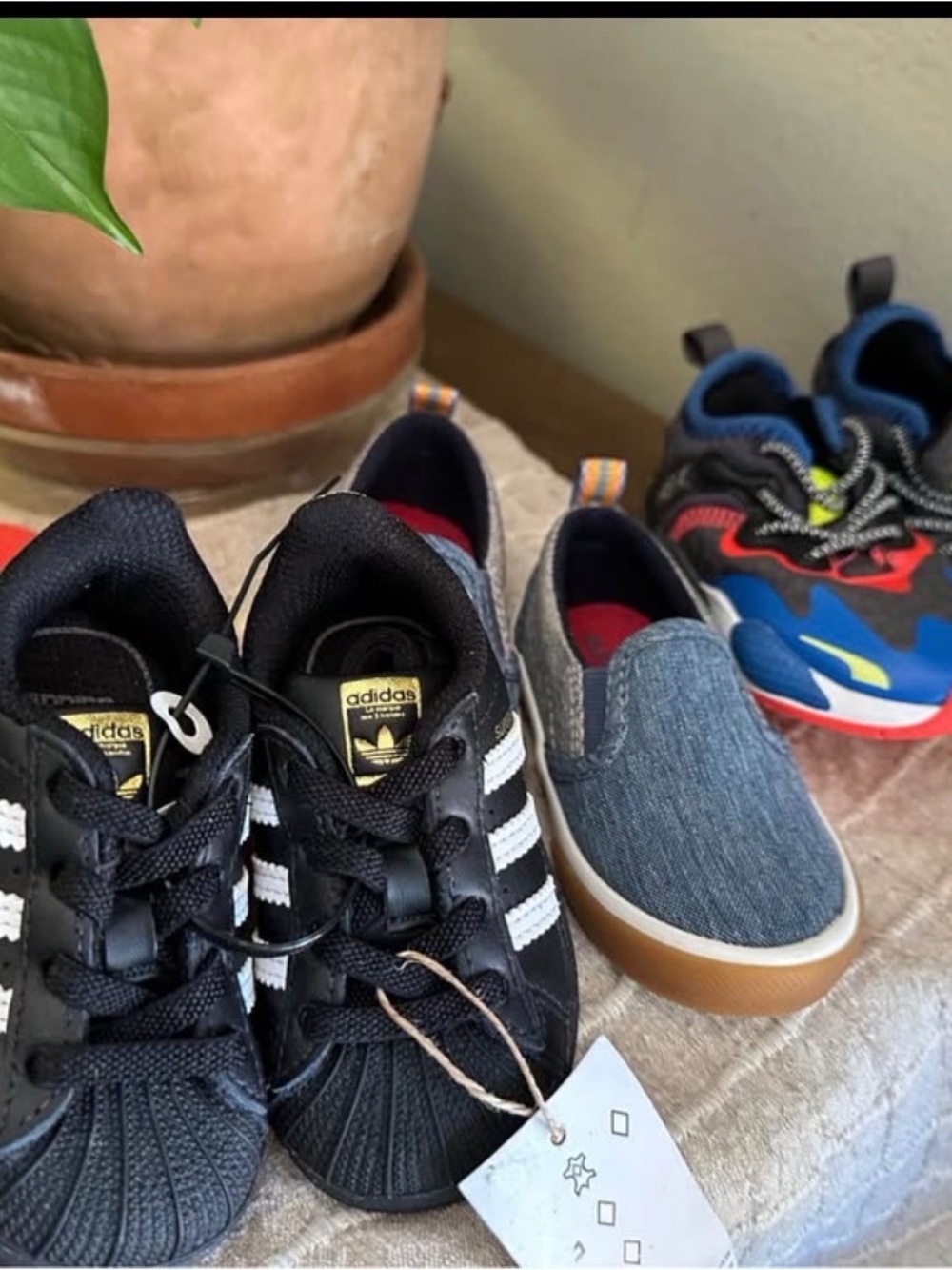 adidas Kids Black & White Shell Toe Sneakers
